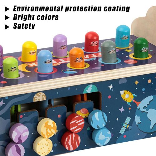 Jeu De Coups De Taupe Pour Les Tout-Petits, Banc De Frappe En Bois, Jouets À Percussion Sur Le Thème De L'univers, Jouet Éducatif Amusant Pour H