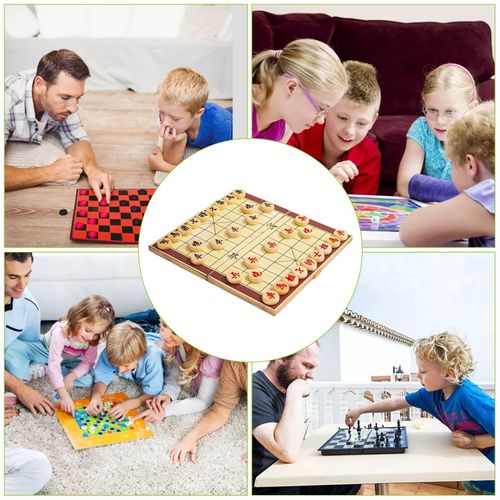 Jeu D'échecs Chinois Pliable En Bois, Jeu De Société De Voyage Portable, Apprentissage Et Éducation, Cultiver L'exercice Logique Et La Réflexion, Cadeau Pour Enfants