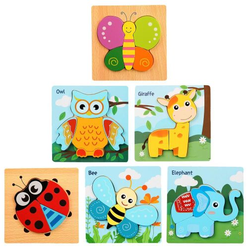 Puzzle 3d En Bois Coloré Pour Enfant En Bas Âge, Animal De Dessin Animé, Développement Du Cerveau, Apprentissage Précoce, Jouets Éducatifs