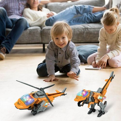Jouets De Dinosaure Transformables, Avec Musique Légère Led, 2 Modes, Véhicule Dino Électrique, Avion À Armes Transformées, Amusant Et Sport En Plein Air