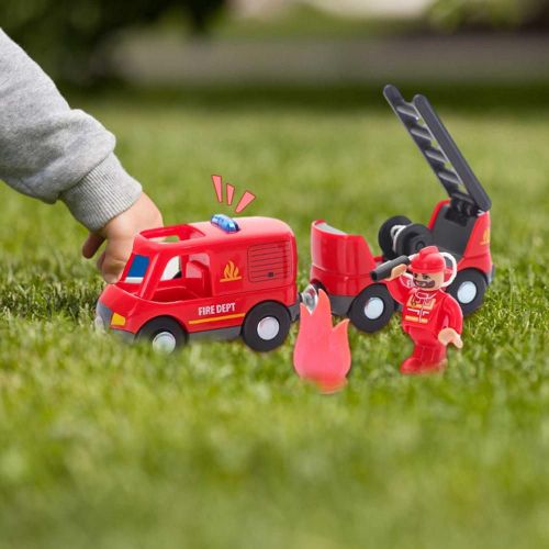 Ensemble De Jouets De Train Magnétique, Locomotive Compatible Avec Piste En Bois Avec Coffre De Train, Modèle De Train De Pompiers, Jouet Cadeau Pour Enfants
