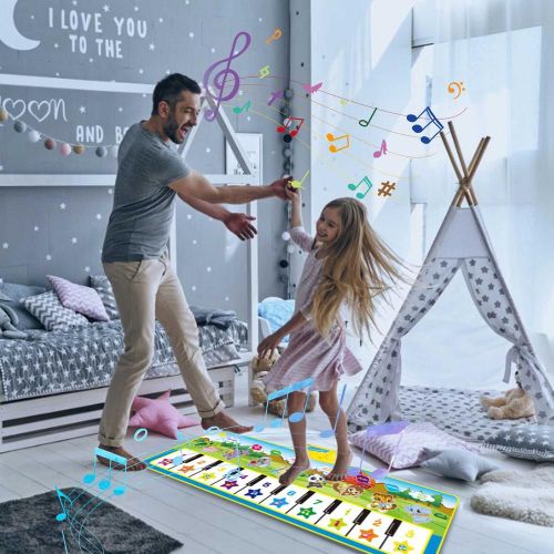 Tapis De Jeu Musical Pour Bébé, 100x36cm, 8 Types D'Instruments Différents, Tonalité Réglable, Clavier De Piano, Jouets Éducatifs Pour Enfants