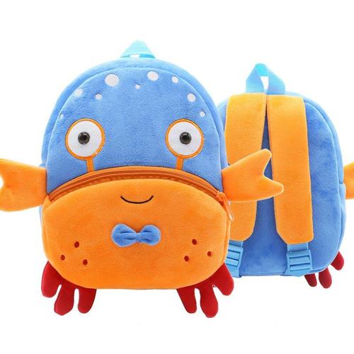 Sac À Dos D'écolier Pour Enfants De 2 À 4 Ans, Avec Crabe En 3d, Animal De Dessin Animé Mignon, Cartable De Maternelle, Jouets En Peluche