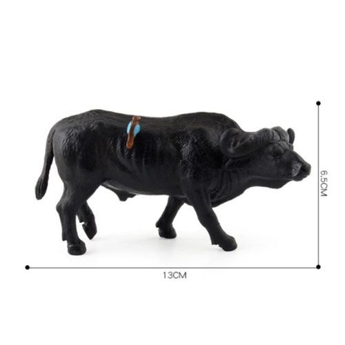 Ensemble De Jouets En Plastique Pour Zoo Africain, Vache D'eau Solide, Modèle De Bétail Noir Domestique, Animaux Sauvages