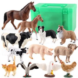 Ensemble De 12 Figurines D'animaux, Cheval, Mouton, Chien, Cochon, Canard, Vache, Chat, Modèles D'action, Jouets Éducatifs Pour Enfants, Cadeau De Collection
