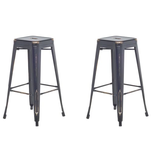 Lot De 2 Tabourets De Bar Cabrillo Métal Noir