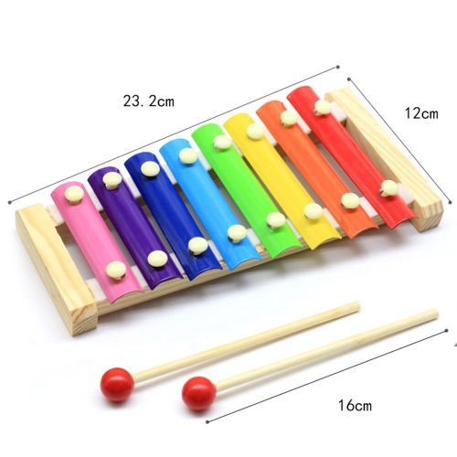 Piano À Main En Bois Coloré, Xylophone, Huit Tons, Avec Maillets, Instrument De Musique, Illumination, Jouet Montessori, Cadeau Pour Bébé