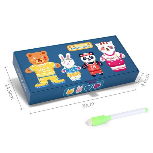 Jeu De Vêtements Changeants En Bois, Dessins Animés D'Animaux, Puzzle, Jouet Éducatif Avec Boîte De Rangement, Cadeau Pour Enfant Montessori