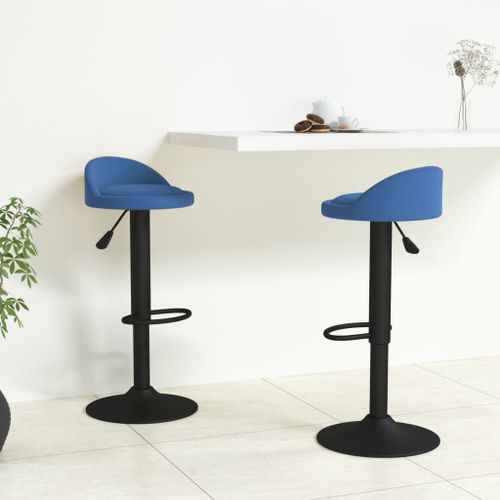 Vidaxl Tabourets De Bar Lot De 2 Bleu Velours