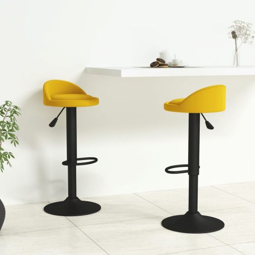 Vidaxl Tabourets De Bar 2 Pcs Jaune Velours