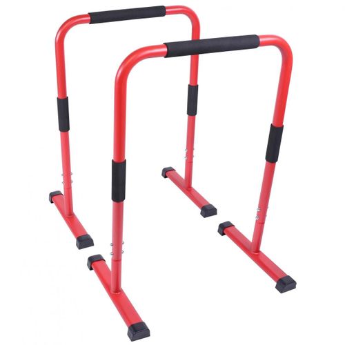Barres Parallèles Gorilla Sports | 3 Hauteurs : 30 Cm - 73cm - 94 Cm | Noires/Bleues/Rouges - Couleur : Rouge - Hauteur : 94 Cm