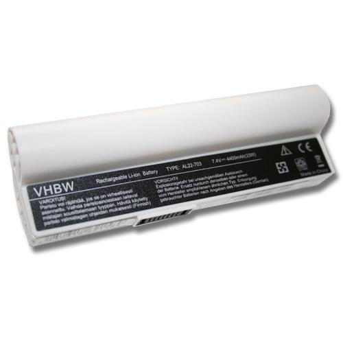 Batterie LI-ION 4400mAh 7.4V blanc compatible pour ASUS EEE PC 900a / 900HA / 900HD remplace AL22-703
