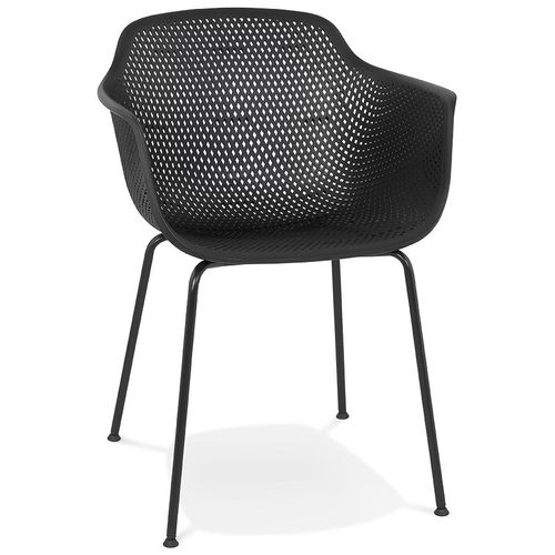 Chaise Avec Accoudoirs Perforée 'drak' Noire Intérieure / Extérieure