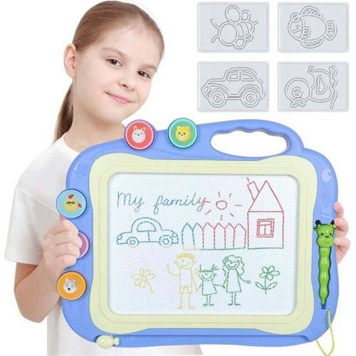 Tableau Magnétique Effaçable Ardoise Magique Grande Tablette Dessin Idéal Pour Bebes Et Enfants Garçon Fille -35.5x28.5cm(Bleu)