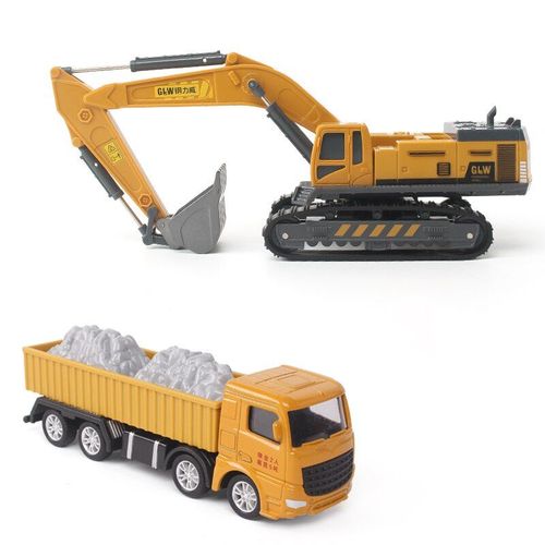 Pelleteuse À Chenilles En Alliage, Modèle De Voiture + Camion À Benne, Jouets De Voitures D'ingénierie 1:55, Haute Simulation, Collection De Cadeaux Éducatifs Pour Enfants