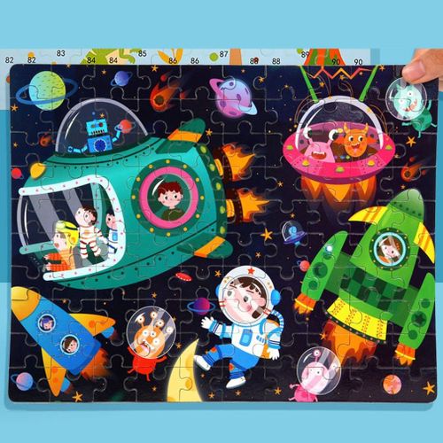 Puzzle En Bois 100 Pièces, Jouets Éducatifs Pour Enfants, Dessins Animés D'Animaux, Cadeau De Noël Pour Bébés, Avec Boîte En Fer, Nouvelle Collection