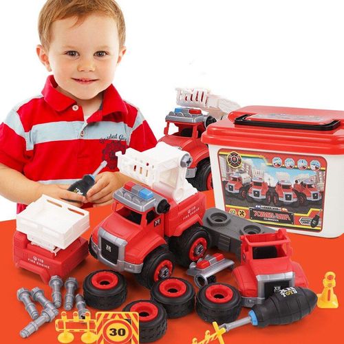 Jeu De Camion De Pompiers À Assembler Détachable Pour Enfant, Jouet Éducatif Avec Prise Pratique, Véhicule D'Ingénierie Coulissant, Cadeau