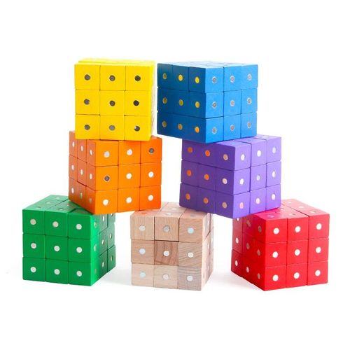 Jouets Montessori Pour Bébé, Cube Carré 2x2x2cm, Blocs Magnétiques Arc-En-Ciel, Jouets En Bois Pour Enfants, Blocs De Construction Éducatifs, Nouvelle Collection