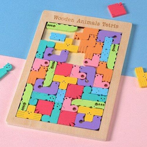 Puzzle 3d En Bois, Animaux Colorés, Jeu Tetris, Jouets Éducatifs Pour Bébés, Cadeaux, Nouvelle Collection
