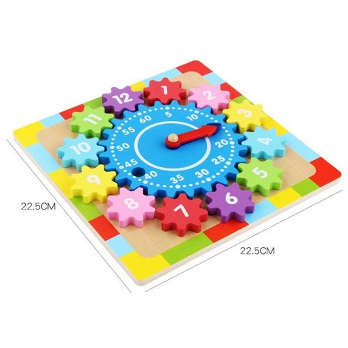 Jouet Horloge À Engrenages En Bois, Blocs D'Engrenages Rotatifs, Couleur, Développement Sensoriel, Éducation Précoce, Concept De Temps, Maths, Jeu D'Empilage Assorti
