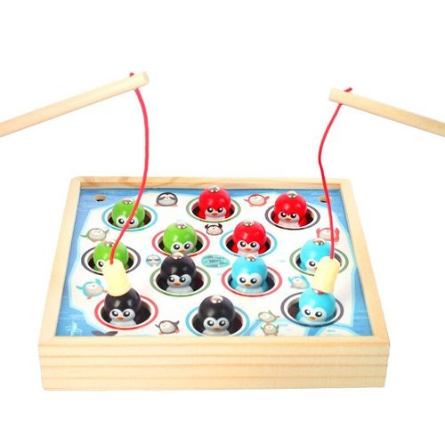 Jouets De Pêche Magnétique Pingouin Pour Enfants, Puzzle Cognitif, Nouveaux Jouets 12 Poupées Pingouin, Jouets Éducatifs Classiques En Bois