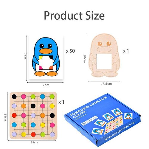 Jeu De Pingouin En Bois Pour Les Parents Et Les Bébés, Jeu Éducatif De Couleurs Assorties, Puzzle Pour L'éducation Précoce, Jeu D'imagination Spatiale