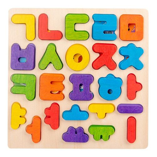 Puzzle en bois coréen pour enfants, Alphabet 3D de dessin animé, lettre colorée géométrique numérique, jouet éducatif pour enfants, cadeaux pour tout-petits