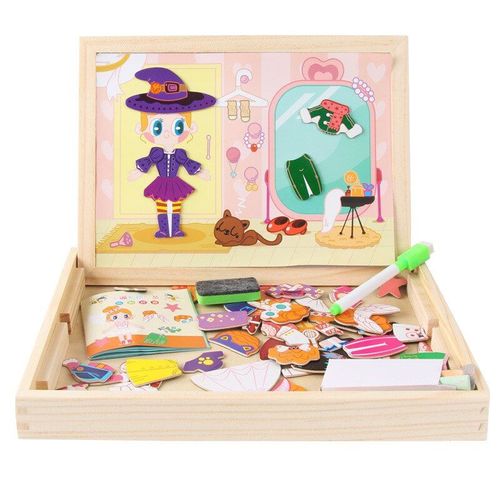 Puzzle En Bois Double Face Multifonction, Planche À Dessin, Dessins Animés, Anglais, Crème Glacée, Jouets Éducatifs, Nouvelle Collection