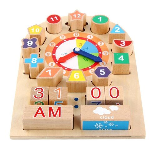 Jouets En Bois Montessori, Horloge Numérique, Blocs De Construction, Forme Géométrique, Correspondance De La Cognition, Jouets D'éducation Précoce Pour Bébé, Cadeau Pour Enfants