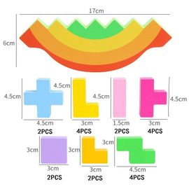 Cadre D'équilibre Arc-En-Ciel Pour Bébé, Jouet D'apprentissage Précoce, Aide Pédagogique Montessori, Tetris, Blocs En Bois