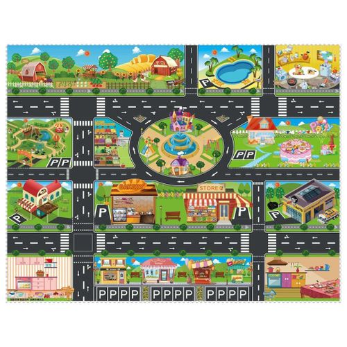 Tapis De Jeu Pour Bébés, Tapis De Carte De Circulation De La Ville, De Parking De Voiture, Panneaux De Circulation, Tapis De Jeu D'Escalade Pour Bébés