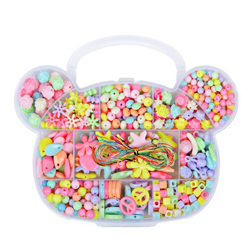 Kit De Perles Pour Fabrication De Bijoux Pour Enfants, 350 Pièces, Colliers, Bracelets, Avec Boîte En Forme D'ours, Pour L'artisanat Fait À La Main