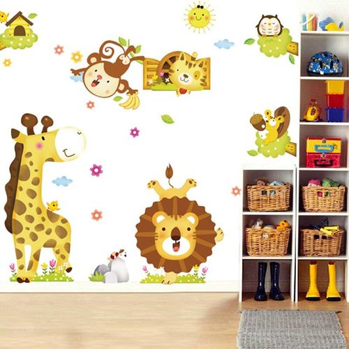 Autocollants Muraux En Forme D'Animal, Décoration Pour La Maison, Pour La Chambre D'Un Bébé, D'Un Jardin D'Enfants, Avec Girafe Et Lion