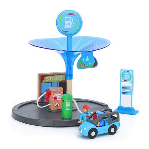 Jouet De Station-Service Pour Enfants, Voiture Compatible Avec Piste En Bois, Jouets Éducatifs Pour Enfants, Cadeau Amusant Pour Garçons, Holida # Hy