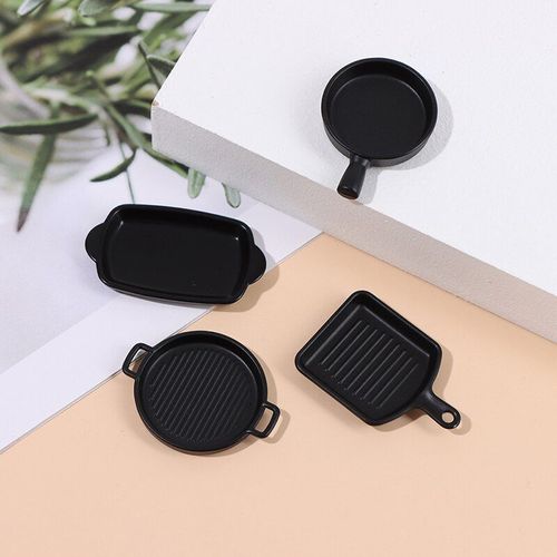 Ensemble D'assiettes À Vaisselle Pour Maison De Poupée 1/12, Jouet De Cuisine, Échelle Noire Miniature Mignonne, 4 Pièces