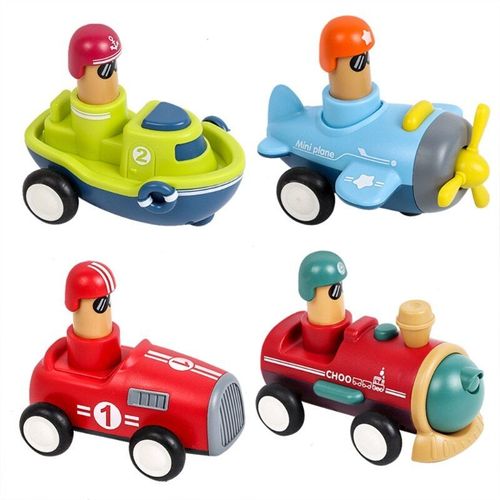 Jouet De Voiture De Course Pour Enfants, 4 Pièces/Ensemble, Jouet De Jeu De Pelouse, Mini Modèle De Véhicule, Avion, Train, Bateau, Cadeau Pour Bébé