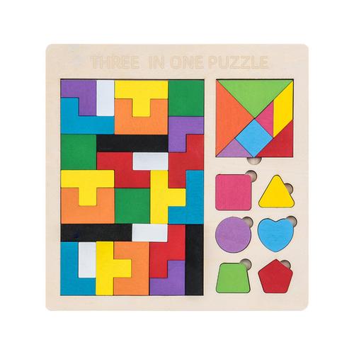 Puzzle 3 En 1 Montessori Tetris Pour Enfants, Jouets En Bois, Planche De Bébé, Formation, Jouet Sensoriel Éducatif Essentiel Pour Les Tout-Petits