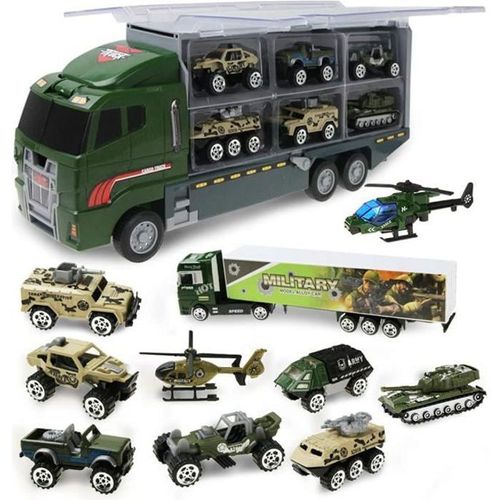 Militaire Camion Transporteur De Voitures Pour Cadeau Pour Garçons Enfant Mini Jouet Véhicule