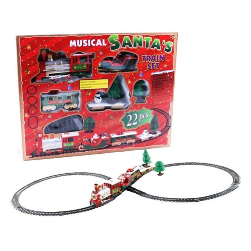 Ensemble De Train De Noël Vintage Pour Enfants, 22 Pièces/Ensemble, Avec Wagons Festifs, Pistes Bonhomme De Neige, Ensemble De Train À Vapeur Musical Classique