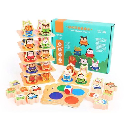 Jeu De Cerveau Pour Enfants, Joli Dessin Animé, Équilibre Animal, Jenga, Puzzle Éducatif Montessori, Jouet Interactif De Table, Cadeaux Pour Enfants