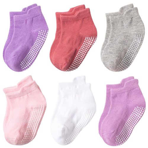 Chaussettes De Bateau Antidérapantes En Coton Pour Enfants De 0 À 5 Ans, 6 Paires/Lot, Pour Garçons Et Filles, Coupe Basse, Avec Poignées En Caoutchouc, Quatre Saisons