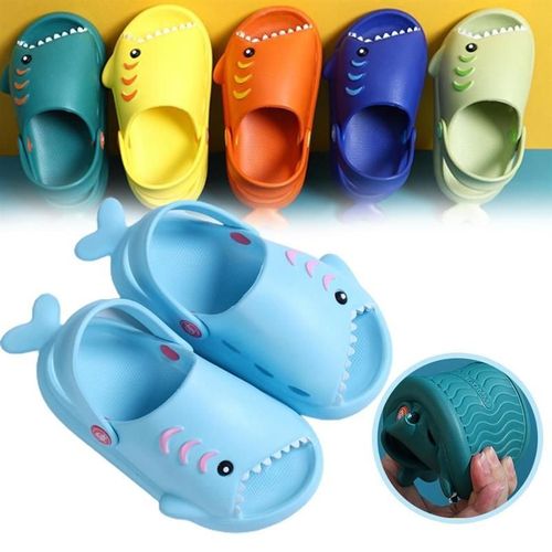 Sandales De Plage Antidérapantes Imperméables Pour Enfants, Pantoufles De Requin De Dessin Animé Pour Garçons Et Filles, Mignonnes Et Douces, Pantoufles De Marche Pour Jardin Et Salle De Bain