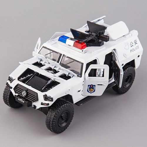 Modèle De Voiture Blindée De Guerrier En Alliage, Jouet De Police Antidéflagrant, Voiture Militaire Moulée, Portes De Chariot Avec Cadeau Léger Pour Garçon, 1/24