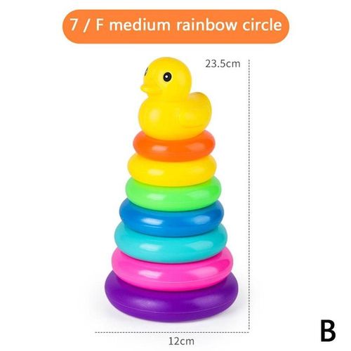 Jouet En Forme De Petit Canard Jaune, Tour Arc-En-Ciel, Cercle D'Empilage, Puzzle, Anneau, Éducation De La Petite Enfance, Jouets Pour Enfants, 1 Pièce