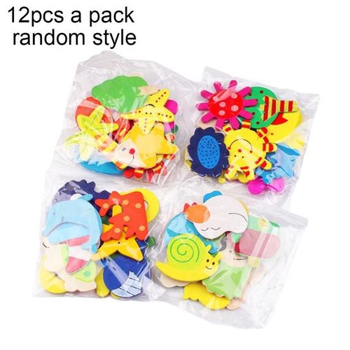 Autocollants Animaux En Bois Pour Réfrigérateur, 12 Pièces, Dessin Animé, Jouets Éducatifs Pour Enfants, Ensemble De Décoration Pour Four À Micro-Ondes, Cuisine, Diy Bricolage
