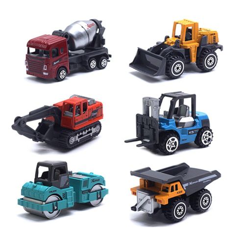 Mini Modèle De Voiture D'Ingénierie Pour Enfants, Jouet En Alliage, Pelleteuse, Camion, Voiture, Cadeau, 6 Pièces
