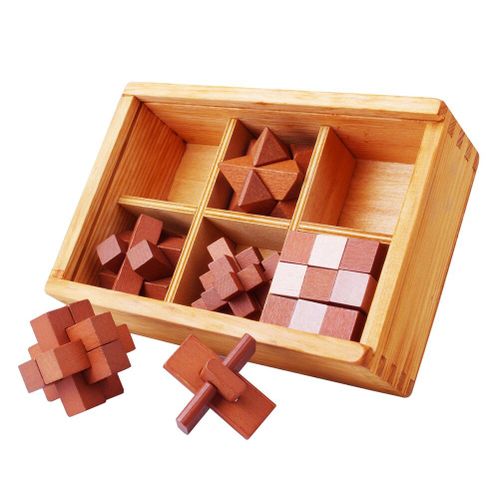 Jeu De Verrouillage À Trous En Bois, 6 Pièces/Ensemble Pièces, Casse-Tête, Qi, Puzzle, Jouets Éducatifs Pour Enfants