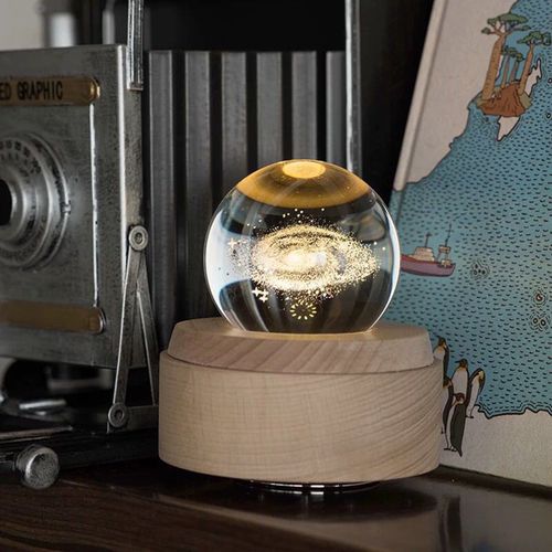 Boule De Cristal Avec Base En Bois, Boîte À Musique Rotative, Fonction De Projection, Veilleuse, Cadeaux D'Anniversaire De Noël Pour Petite Fille, Boules Décoratives