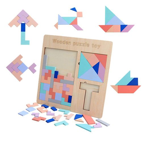 Puzzle Tetris En Bois 3 En 1, Casse-Tête Pour Enfants, Jouets Éducatifs