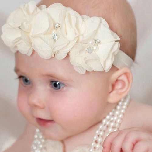 Accessoires Photo En Mousseline De Soie Pour Bébé Fille, Bandeau Élastique Rose Perle, Fleur, Pour Photographie